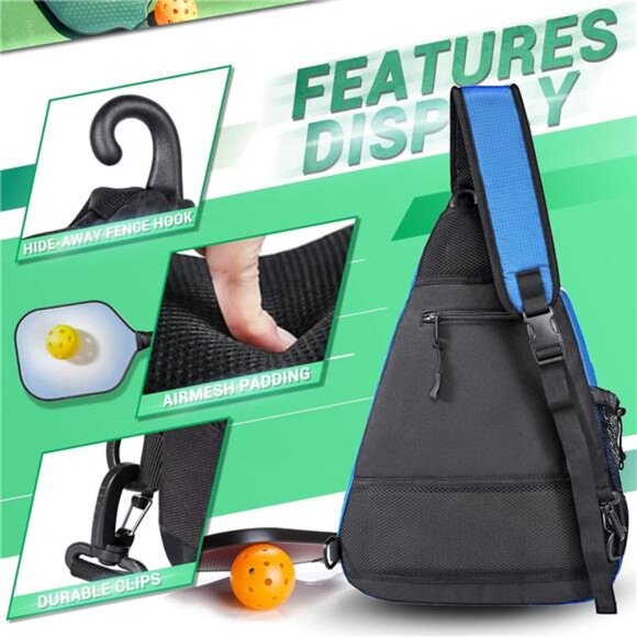Pickleball Bag-Adjustable Pickleball,Tennis,Racketball Sling Bag-Pickleball - Picture 6 of 8